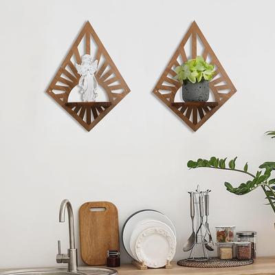 1PC Wall Mounted Candlestick Wood Display Rack Creative Candle Storage Rack Retro Wall Hanging Rack Multifunctional 11x14in