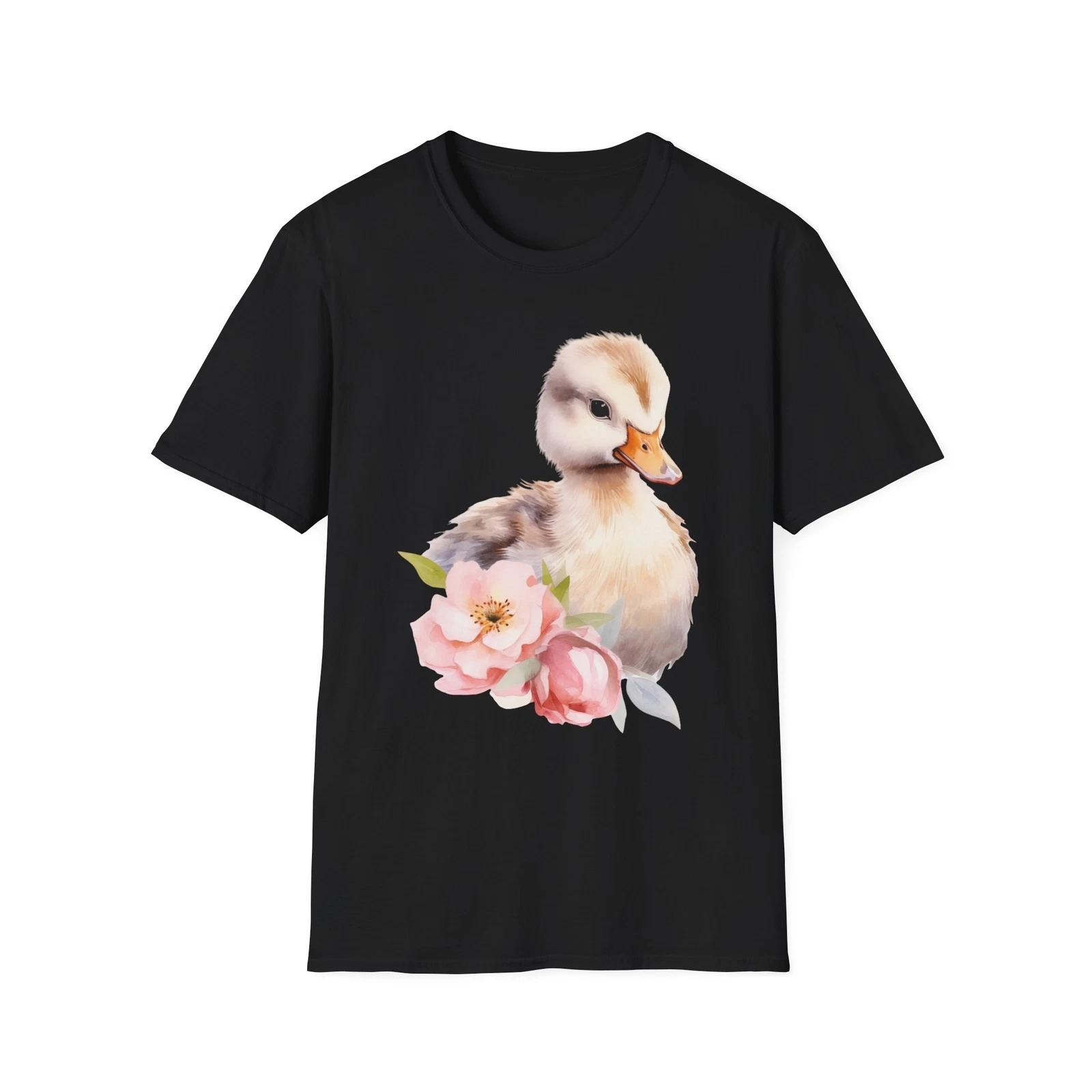 Charming Duck Floral T-Shirt, Cute Summer Tee, Animal Lover Gift, Nature S