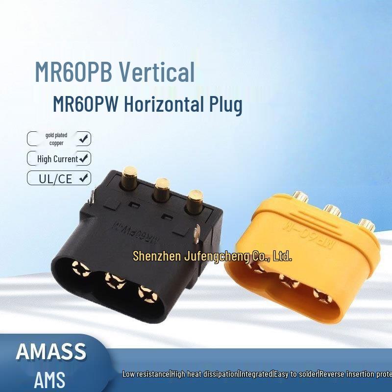 

Amass MR60PB Male Vertical Solder Board & MR60PW-M Horizontal High Current RC Model Socket PCB Vertical Male