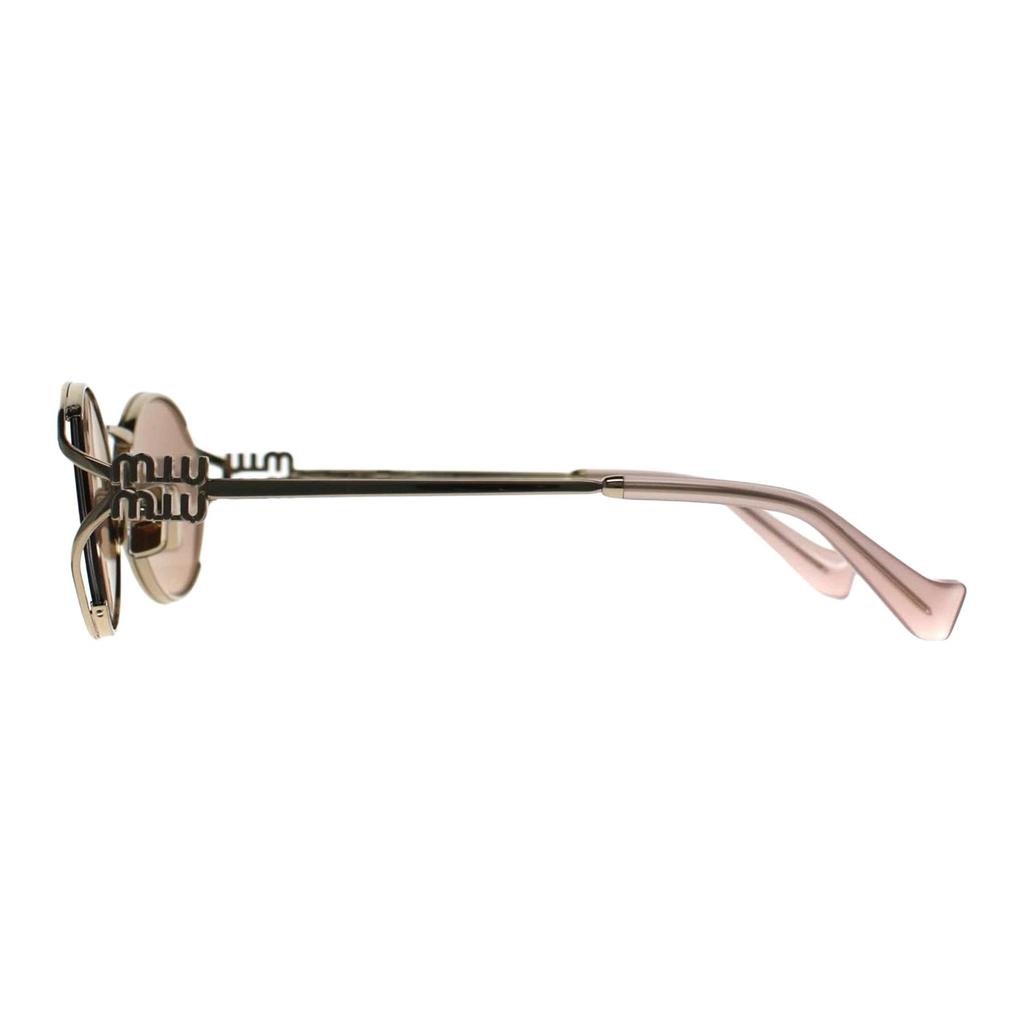 Miu Miu Oval Sunglasses With Metal Arm Logo Design Women sunglasses Gold MU52YSZVN20F