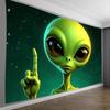 1 Stück Alien Übergröße Hintergrundbanner - Grünes Alien für Live-Stream Party Geburtstag Jubiläum - Einfach zu verwenden Innen-/ Dekor Party Hintergrund