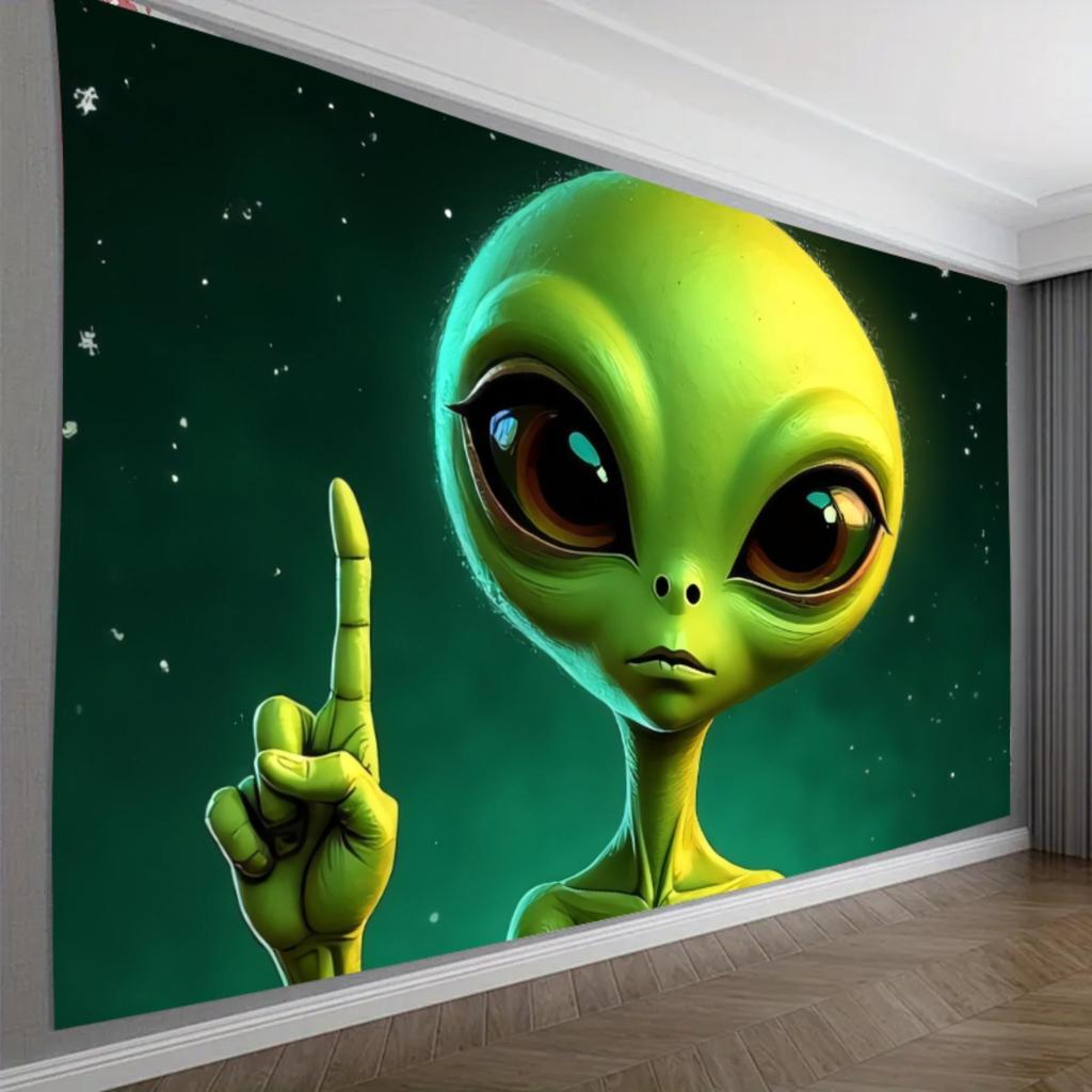 1 Stück Alien Übergröße Hintergrundbanner - Grünes Alien für Live-Stream Party Geburtstag Jubiläum - Einfach zu verwenden Innen-/ Dekor Party Hintergrund