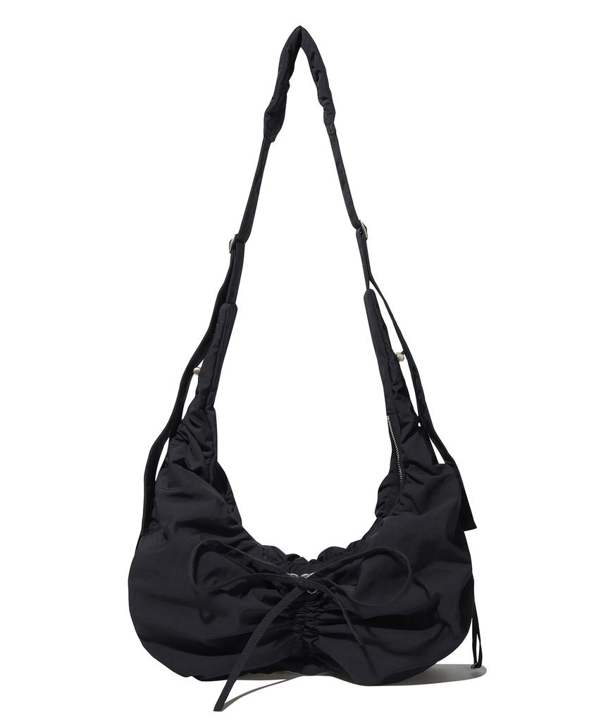 Covernat Woman Cloverheart New Shirring Hobo Crossbody Bag Black
