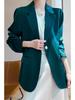 White Silk Satin Women's Suit Jacket - High-End Korean Style for Spring/Autumn 2025