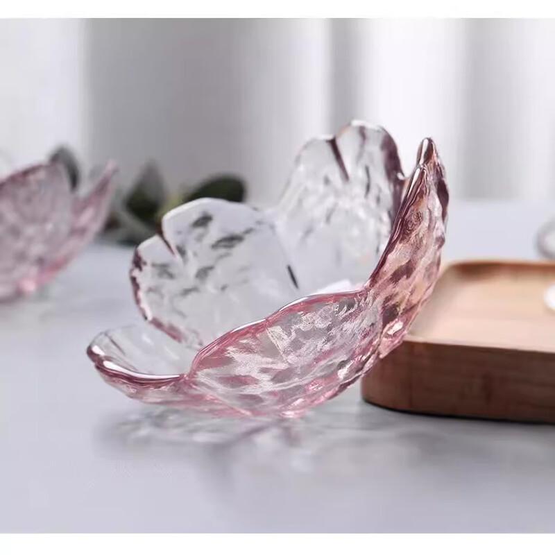 Japanese Hammered Glass Cherry Blossom Serving Plate Set