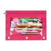 Large Capacity Pencil Case 3 Ring Binder Clear Window Design Zipper Closure Pen