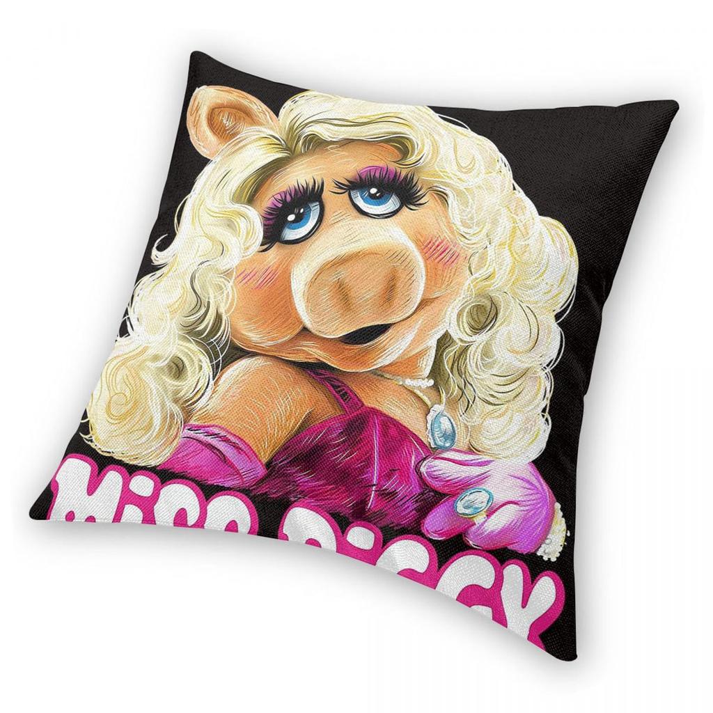 Miss Piggy The Muppets Federa Quadrata Poliestere Lino Velluto Stampato Cerniera Decorativa Copricuscino da Divano 45x45