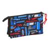 Trousse scolaire triple - safta - 22x3x12 cm - Multicolore - Polyester - 3 compartiments - Fermeture éclair