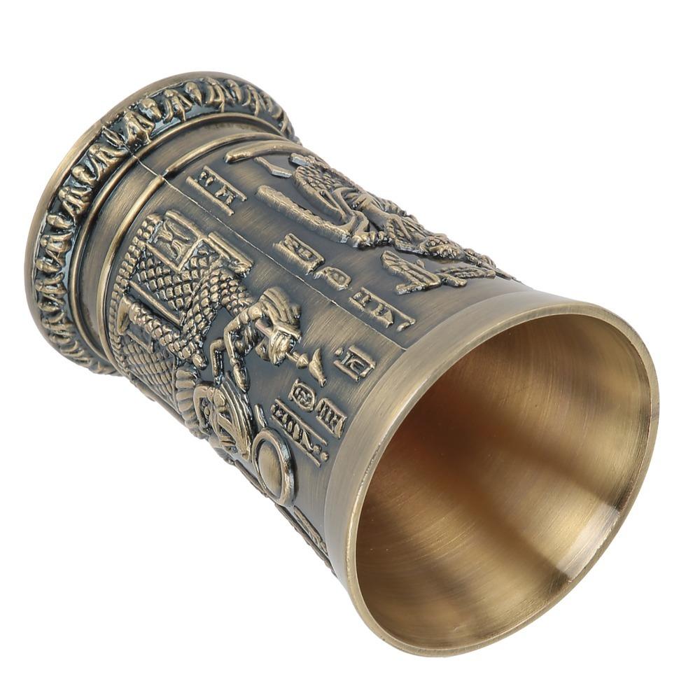Bronze Metal Shot Glass Embossed Retro Whiskey Cup Shot Glasses Vintage Wine Glass For Brandy