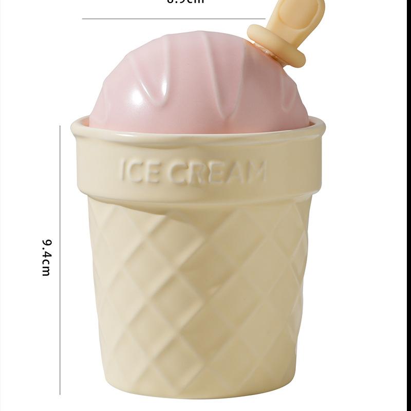 Macaron Ice Cream with Lid Scoop Ceramic Cup Personalized Creative Small Gift Mug Cute Children's Water Cup for Home Use