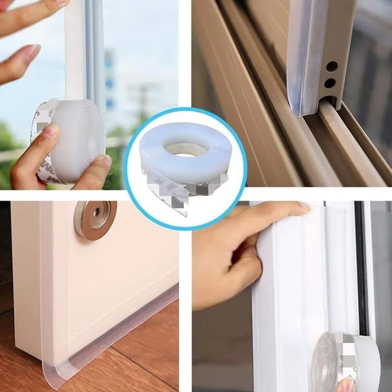 Self Adhesive Door Seal Strip 5M 10M Length Weatherstrip Windproof Dustproof Window Bottom Gap Cover Tape for Home Improvement