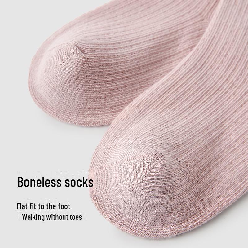 Children's Mid-Tube Cotton Socks Pack - 24 Pairs, Breathable, Solid Colors for Spring & Summer