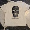 Headband with Fingerprint Print Design Hip Hop American Streetwear Loose and Casual Roundneck Shortsleeved Tshirt