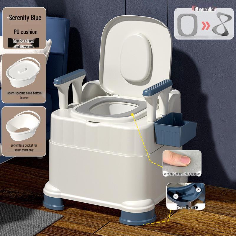 Portable Toilet Chair with Armrests for Elderly, Indoor Use, Bedside Commode for Pregnant Women.