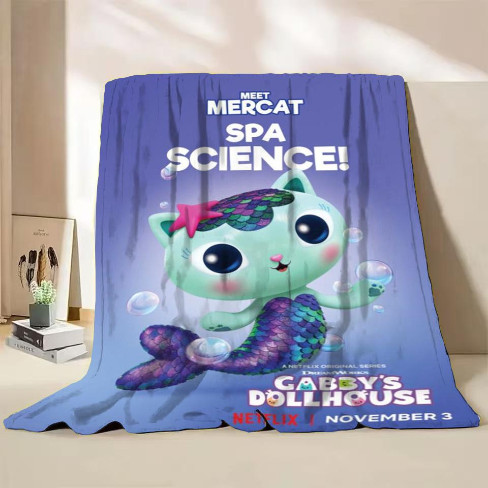 Gabbys Dollhouse Flannel Fluffy Fleece Blanket for Home Bedroom Bed Sofa Office Children Cover Adult Soft Blanket Kids Cute Gift