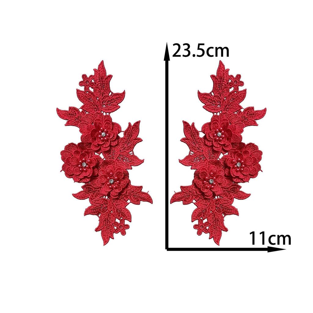 Classical Three-Dimensional Beads, Drills, Solid Color Pair Of Flowers, Embroidery Lace Fabric, Performance Clothes, Dresses, Decorative Accessories