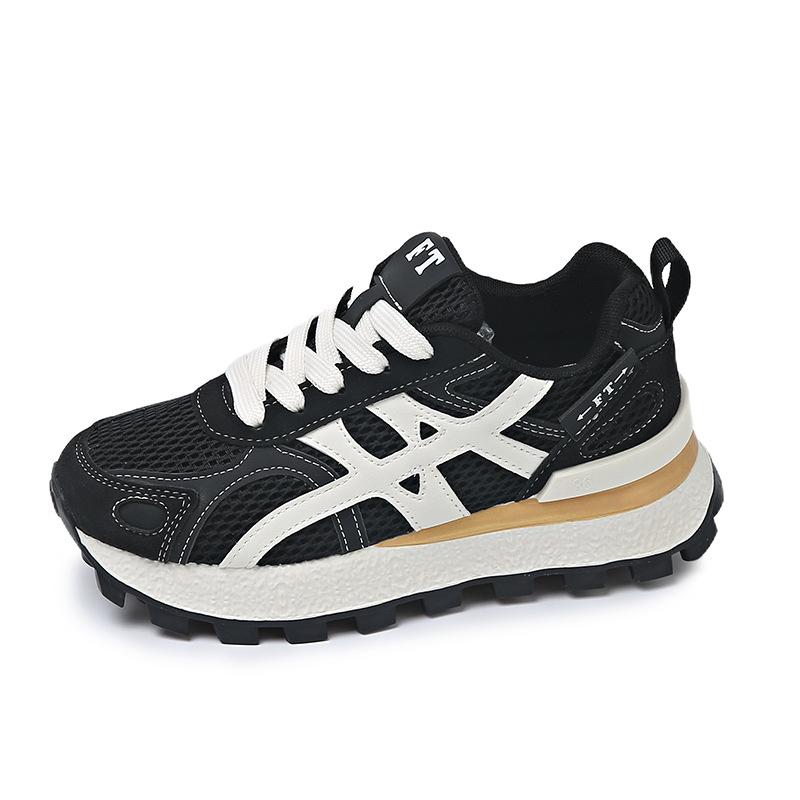 

[Fanfna] Retro red mesh color matching breathable Forrest Gump training shoes comfortable and versatile casual shoes sports shoes women 40 чёрный