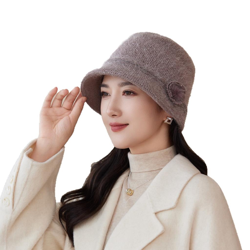 Ladies Winter Rabbit Fur Hat Warm Thickened Knitted Hat Cold And Windproof Versatile Mother Grandma Hat