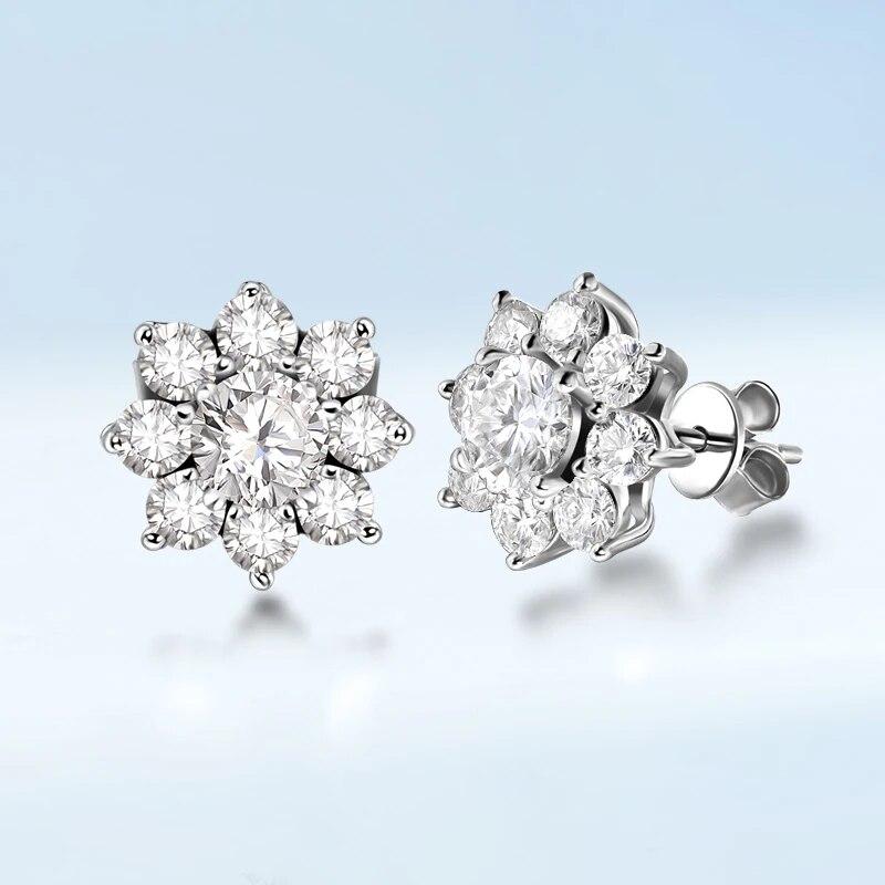 

Модные серьги-гвоздики с муассанитом и бриллиантами цвета D для женщин, вечерние ювелирные изделия, серебряные серьги-гвоздики S925 2.8cttw Moissanite