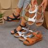 Damen Sommersandalen mit offenen Zehen und Schnallen-Knöchelriemen, Plateau-Keilabsatz, Bequeme rutschfeste Sandalen zum Gehen, Strandschuhe für Damen, Lässige elegante Schuhe