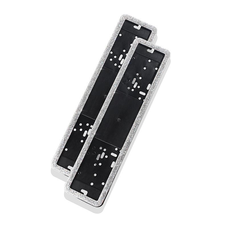 2Pcs Diamond Crystal Car Russian License Plate Holder Frame Metal and Plastic Plate Holder Frame Universal Car Accessories