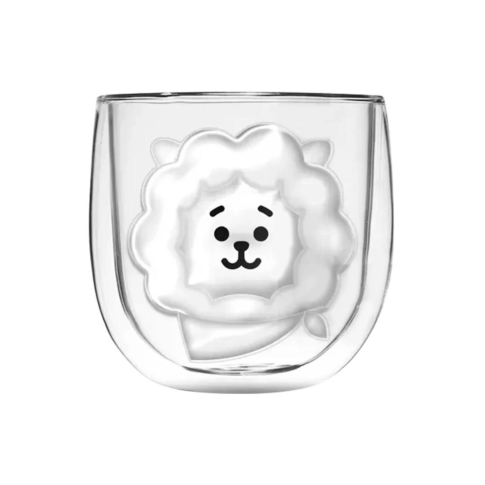 10 Oz Double Walled Glass Coffee Mugs, Cute Cartoon Borosilicate Glass Mugs, ,Perfect for Cappuccino,Tea, Espresso, Gift