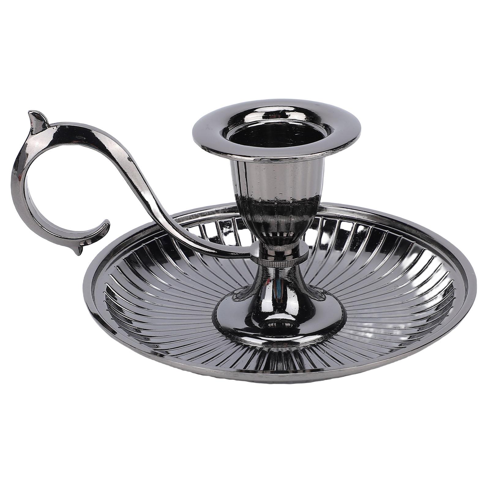 Vintage Metal Candle Holder Zinc Alloy Candlestick Holder with Handle for 2.8cm Diameter Candles for Wedding Dinning Table