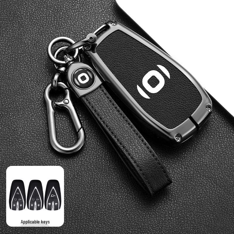 Changan Qiyuan A05/A06/A07 Remote Key Cover: Metal Shell with Leather Snap Button for Q05 125MAX