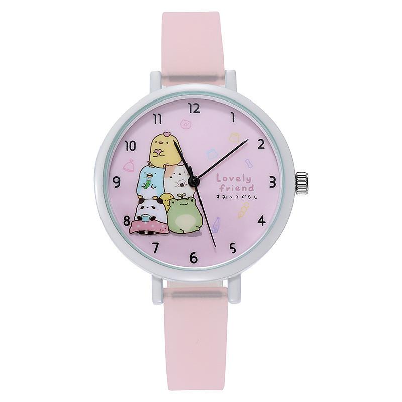 Girls Kids Cartoon Analog Watch With Luminescent Hands And Silicone Band For Children розовый