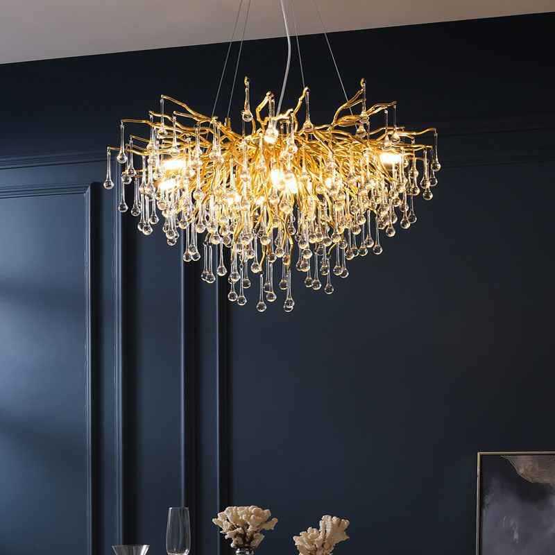 French Luxe Crystal Water Drop Chandelier - Living Room & Dining