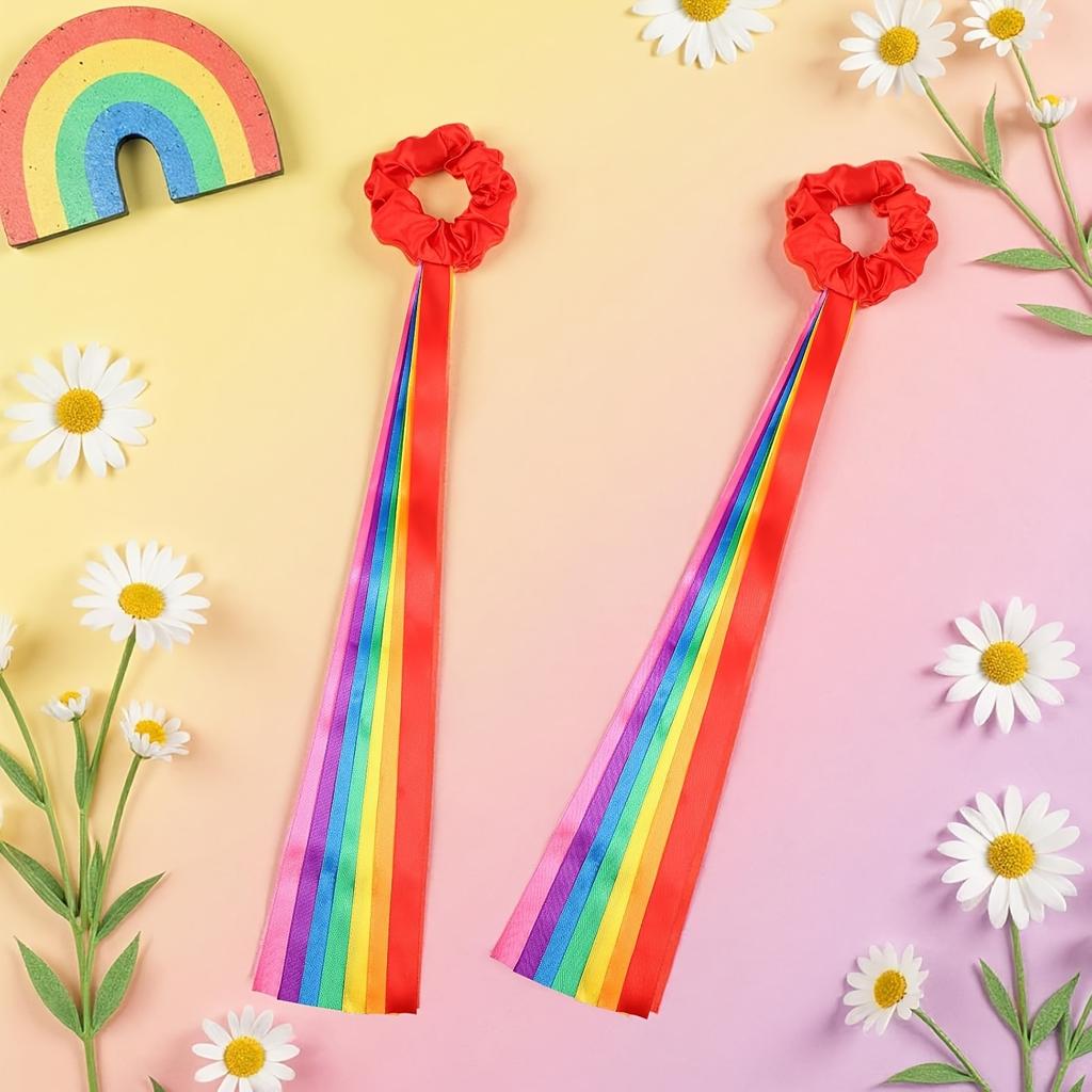 Rainbow Waving Ribbons, Dance Stick Music Class Elastic Bands, Handheld Rhythm Tassel Dance Props Gift, Gymnastics Dance Ribbons