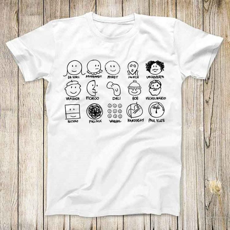 All Famous Artists Bob Dali Picasso Van Gogh Da Vinci Monet Top Tee Unisex Shirt