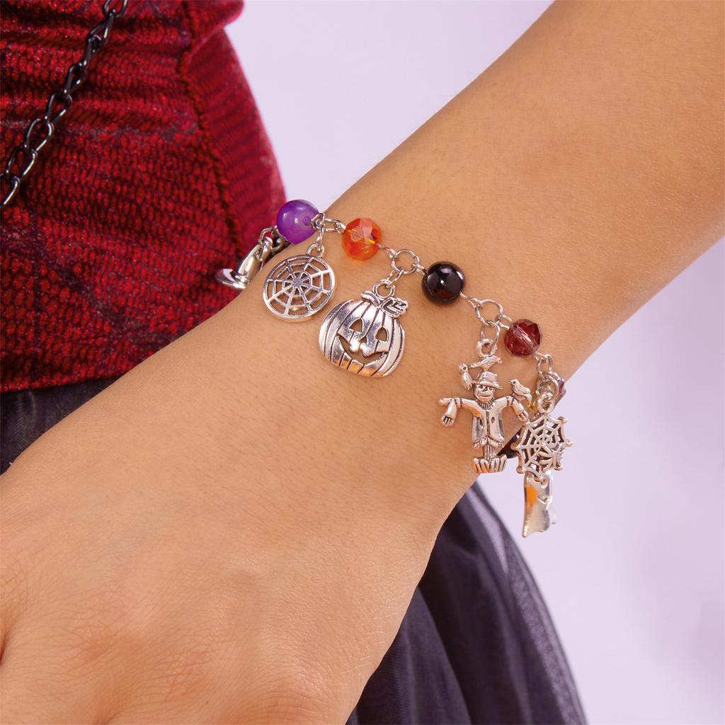 Pumpkin  Halloween Bracelets Matching   Spider Pumpkin Wristlets Set for Women Men  Skeleton Cat