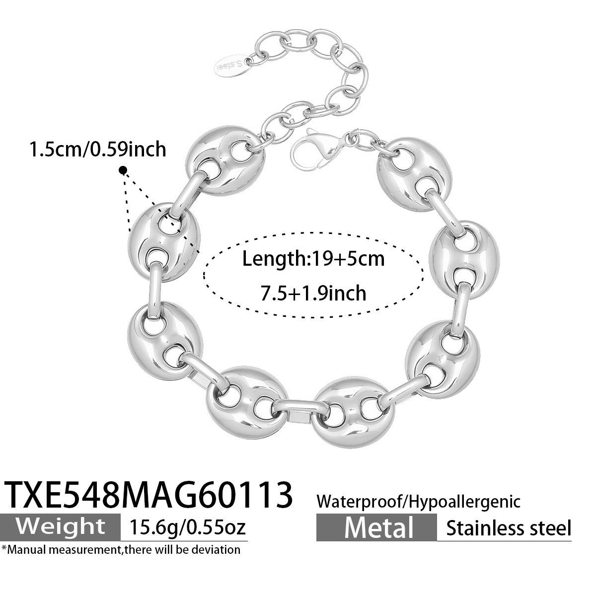 18K Gold Plated Hollow Pig Nose Necklace, Bracelet & Waist Chain Set