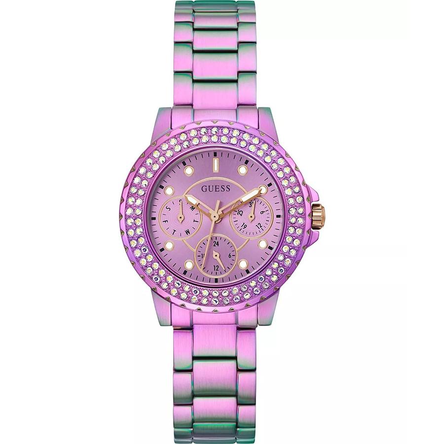 

GUESS Радужные часы с многофункциональным циферблатом и стразами GW0410L4 розовый