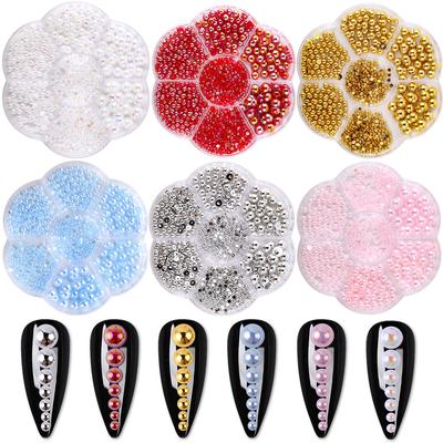 7 Grid Plum Blossom Box Flat Bottom Semi-Round Ab Color Nail Art Pearl Diy Resin Pearl Nail Art Jewelry