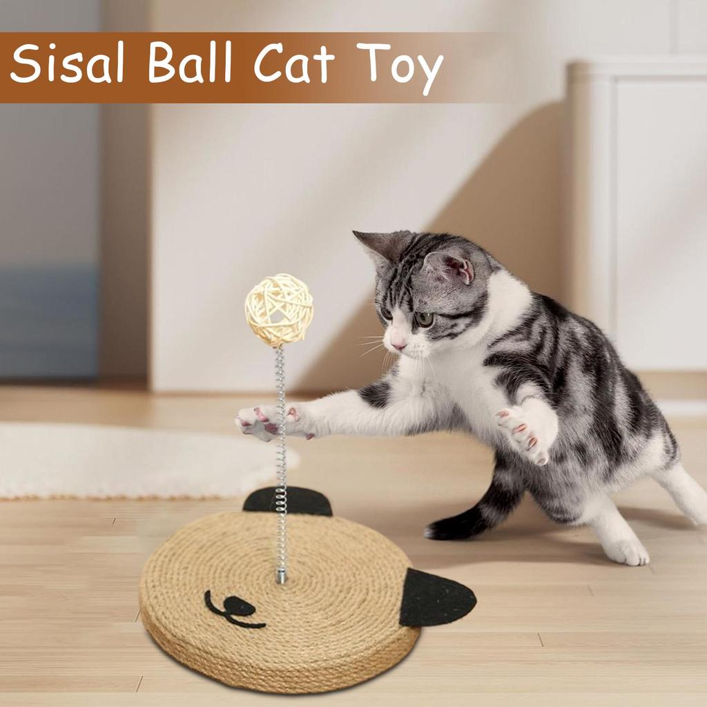 Cat Scratching Board Ball Stick Interactive Toy Built-in Bell Sisal Cat Scratcher Mat For Grinding All Breeds Indoor Home