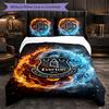 Everton Fußball 3-teiliges Bettwäsche-Set Weiches Bettbezug-Set mit Kissenbezügen Bedrucktes Schlafzimmer-Deko-Set für Zuhause