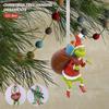 Grinch Hanging Ornament Christmas Decorations Pendants, Funny Resin Green Grinch Xmas Dcor