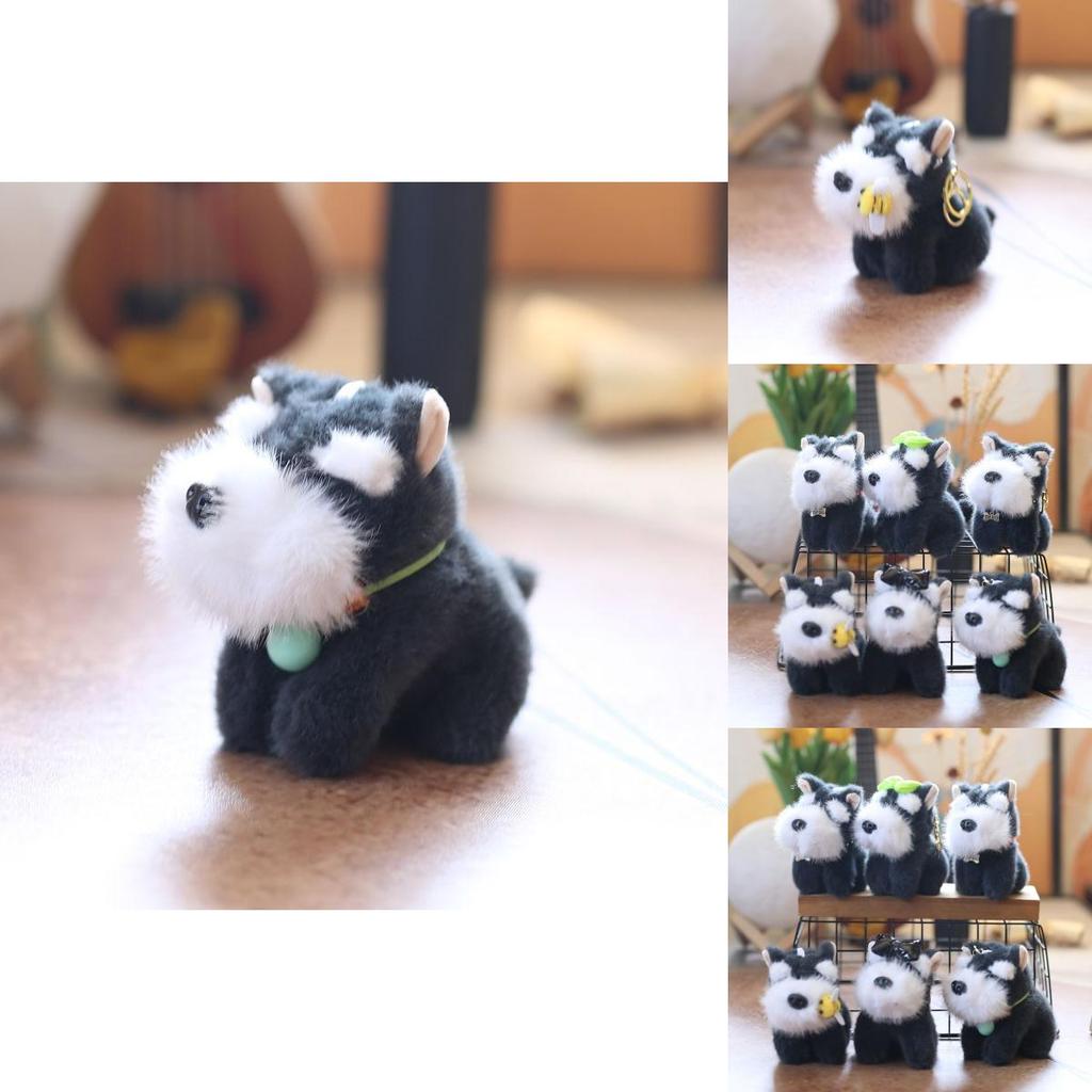 Schnauzer Dog Keychain Plush Doll Super Soft Pp Cotton Stuffed Toy Kids Room Decor