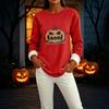 Women's Halloween -Lined Long Sleeve Round Neck Print Casual Winter Top