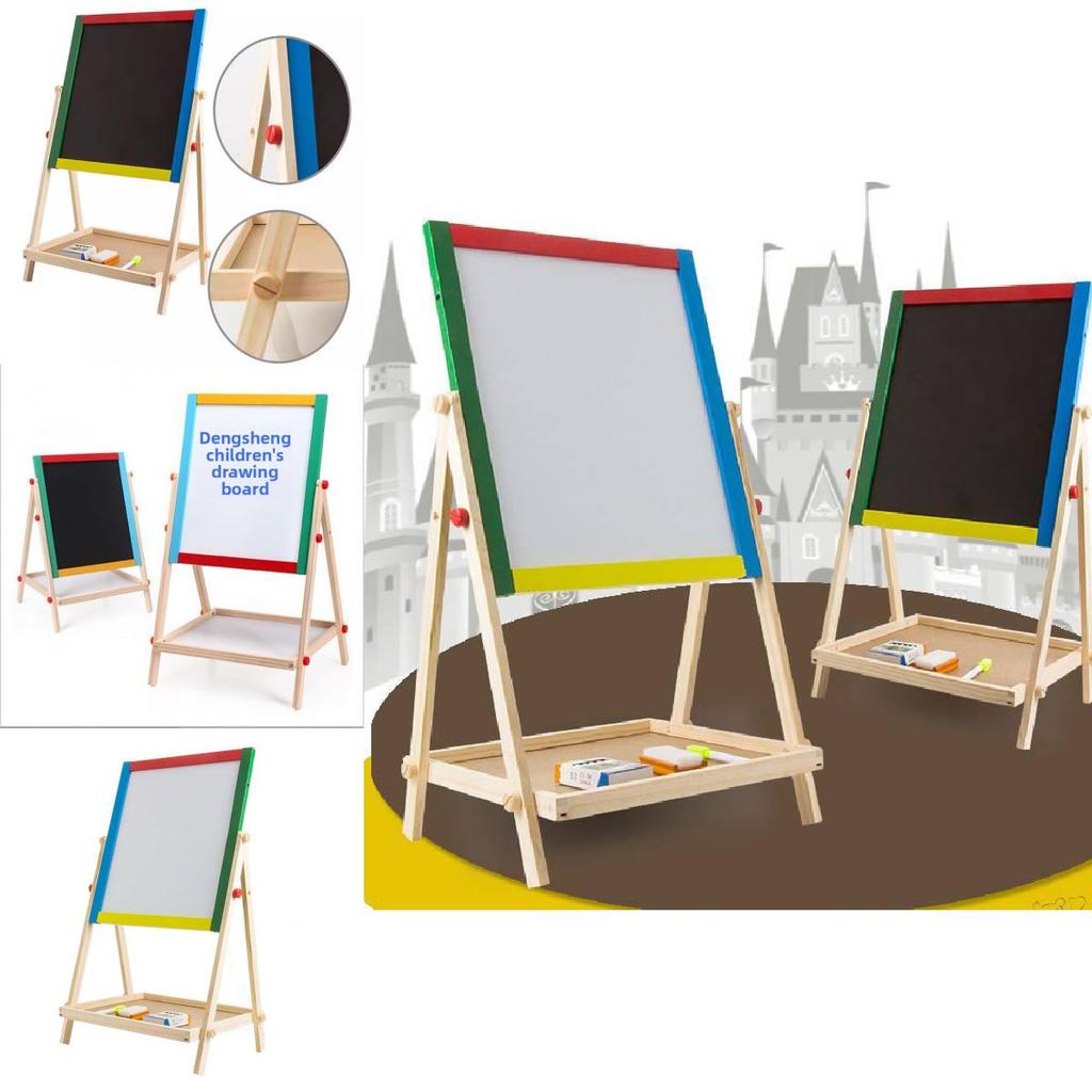 Wooden Doublesided Elevating Art Board With Colorful Chalkboard For Kids Creative Play Gift