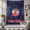 Wandbehang mit individuellem Namen & Text, Dekorative Tapisserie der Sydney Roosters für das Schlafzimmer