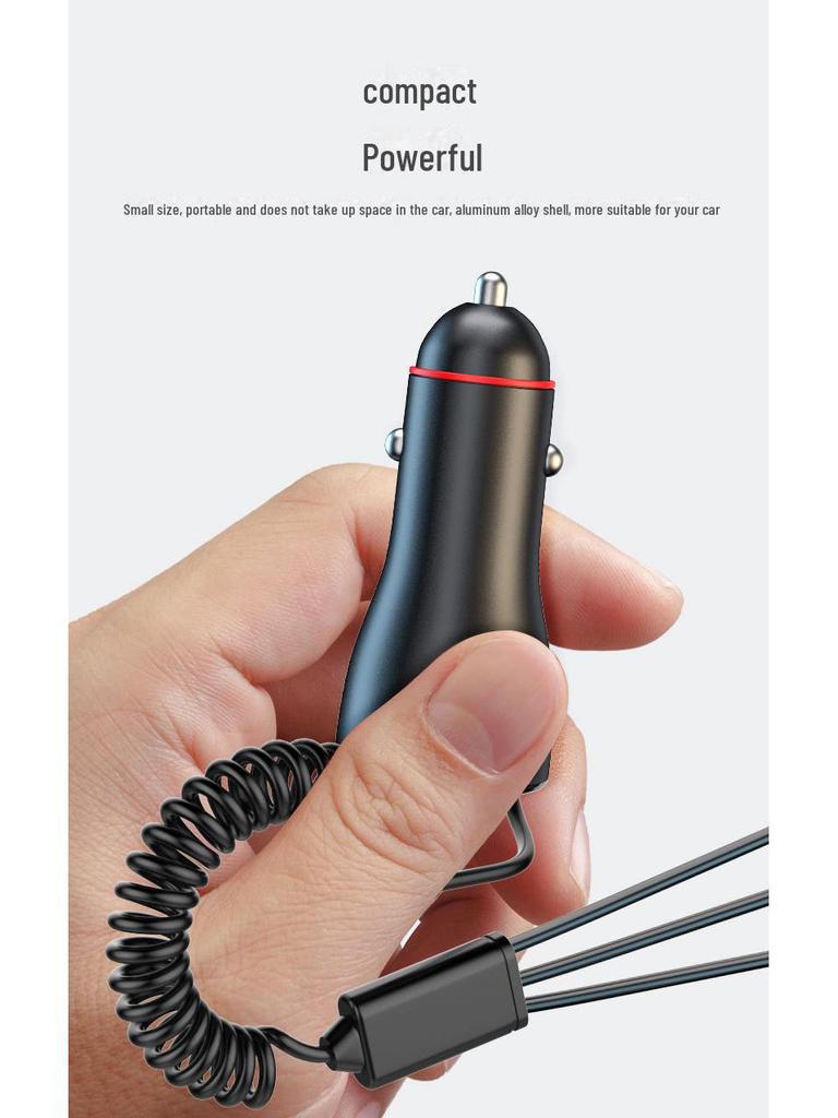 65W Dual USB Car Charger with QC3.0 Fast Charging, Multi-Function Digital Display, and One-to-Three Splitter