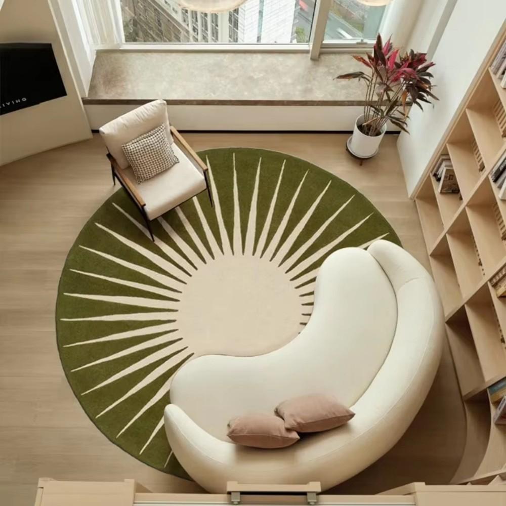 VIKAMA Sunflower Round Rug Contrasting Colours Skin Friendly Short Pile Rug Living Room Bedroom Study Anti Slip Rug Home Decor