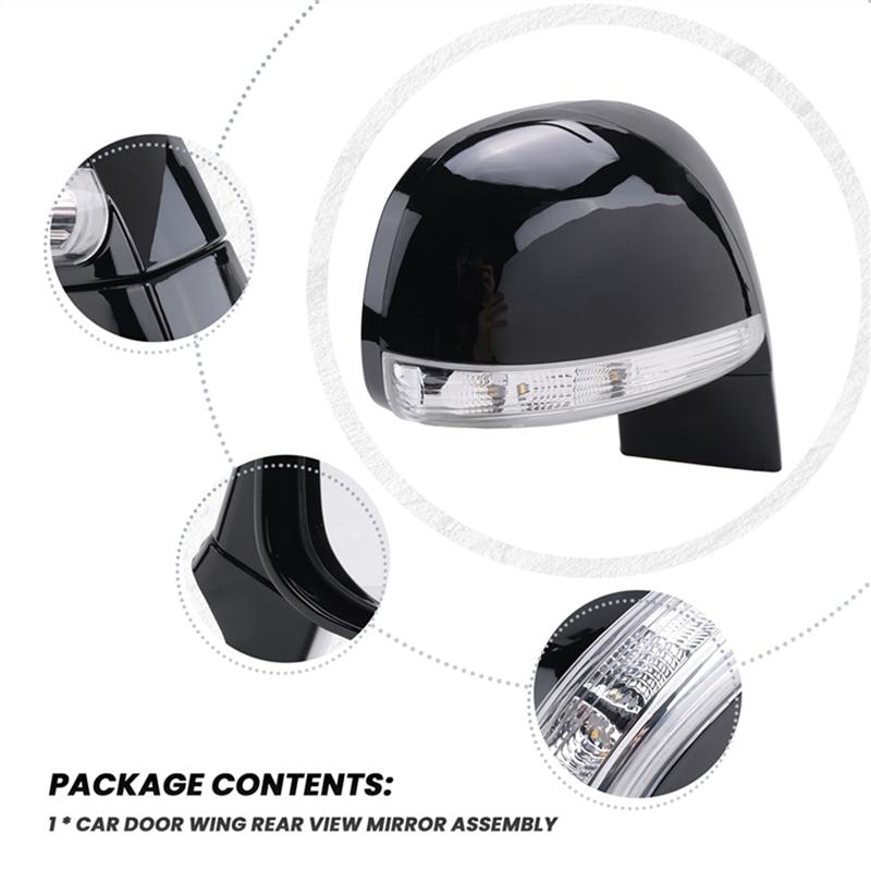 NEW-For  Captiva 2008-2017 1 Pair Black 6-Pin Side Mirror Assembly 96818101 96818102 LED Lamp+ Heated Rear View Mirror