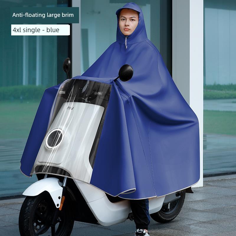 Raincoat for Electric Vehicles, Enlarged and Thickened, for Single or Double Riders, Unisex, Long Version, Full-Body Storm-Proof Poncho
