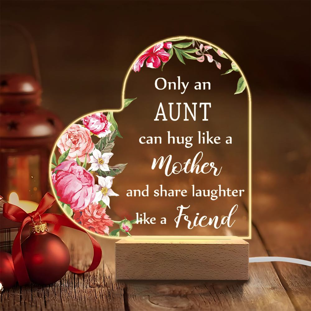 

1PC Acrylic Luminous Ornament Photography Accessories, USB Base, Auntie Heart Gift, Mother s Day Figurines Plastic чистый