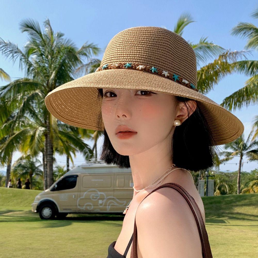 Sun Protection Woven Hat Wide Brim Sunshade Hat New Straw Hat  Seaside Beach