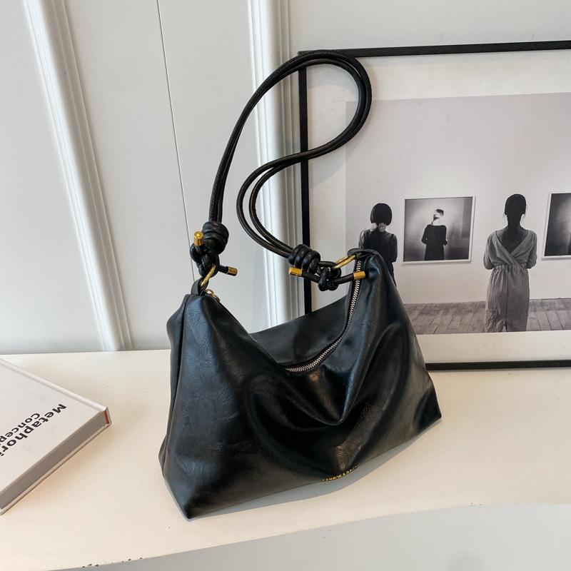 

Retro PU Leather Tote Bag Women Large Capacity Shoulder Bags Luxury Fashion Brown Handbags Shopping 2026 New Big Underarm Hobo Bag чорний
